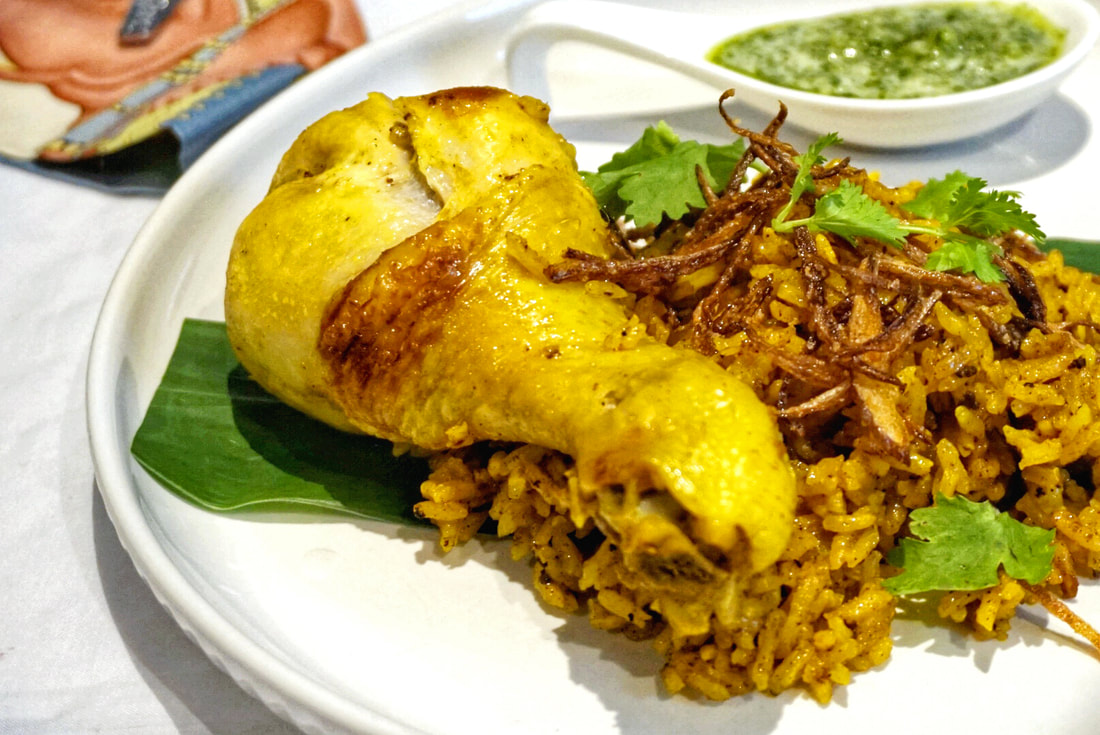 Image presents Feature Image Thai Style Chicken Biryani Recipe (Khao Mok Kai)